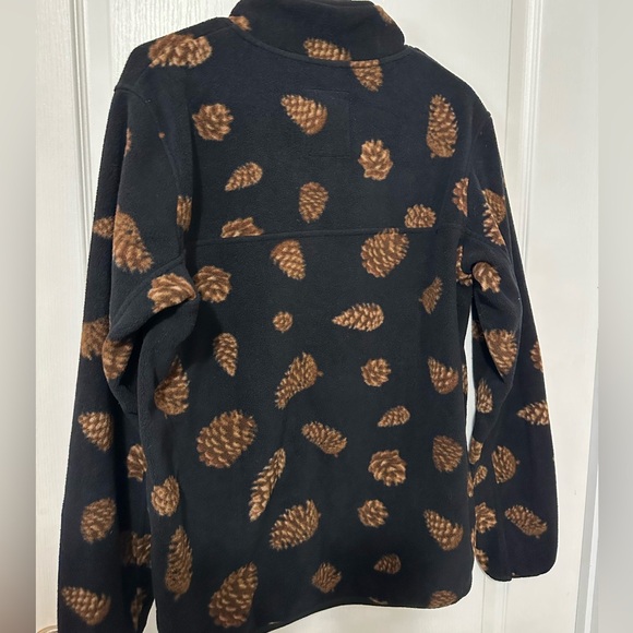 Kavu Black Fleece Zip Pullover with Brown Pinecone Print - Women’s - Picture 6 of 7